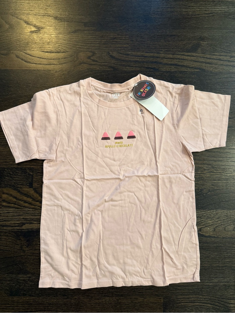 Uniqlo x Meiji Apollo Chocolate Light Pink Tee Limited Edition Size XS